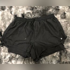 RBX LARGE BLACK ATHLETIC SHORTS WITH INNER BRIEFS DRI FIT